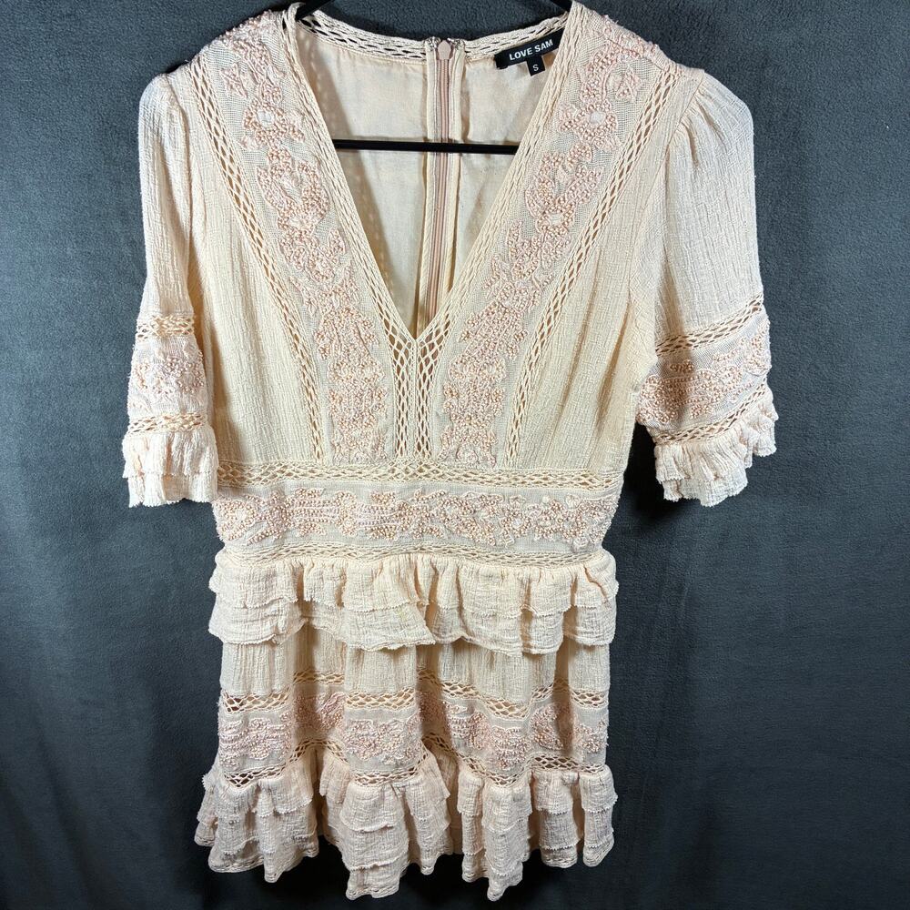 love sam women babydoll dress small coquette lace embroidered boho fairy‎